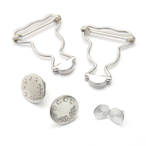 Set de 2 boucles pour salopette 25 mm avec boutons jeans - Argent