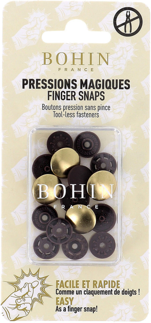 Boutons pression magiques sans pince 14 mm - Finition métal or