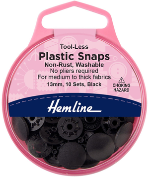 Boutons pression sans pince 13 mm - Noir