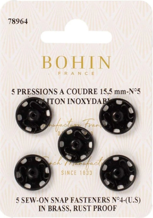 Pressions à coudre 15,5 mm Bohin - Noir