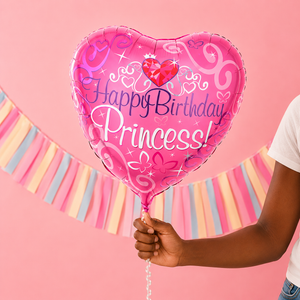 Happy Birthday Princess Heart Balloon