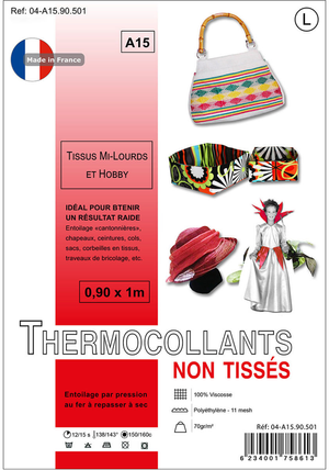 Entoilage non tissé thermocollant 0,9 x 1,0 m - Tissus mi-lourds et hobby - Blanc
