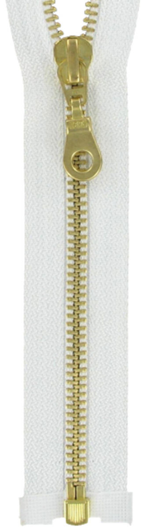 Fermeture éclair séparable métal - Blanc maille or