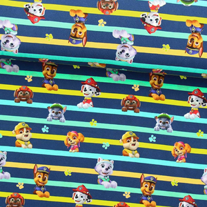 Tissu jersey Pat´ Patrouille - Personnages et lignes colorées