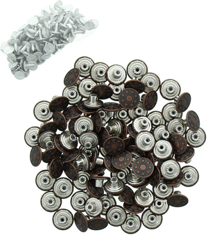 Boite de 100 boutons jeans 17mm - Cuivre étoiles