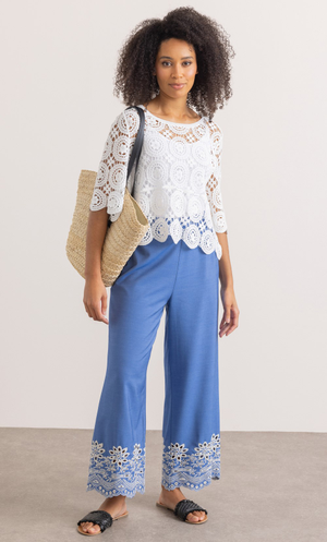Floral Crochet Cotton Top - White