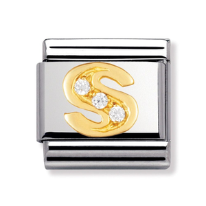Classic Gold & CZ Letter S Charm