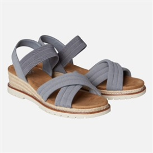 SKECHERS Womens Bobs Desert Kiss Sweet Crossing Wedge Sandals Grey