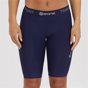 Skins Womens DNAmic Team Compression Half Tights Navy Blue