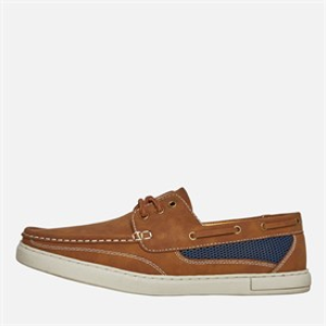 Fluid Mens Helm Boat Shoes Tan