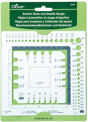 Règle à échantillons et jauge d´aiguilles