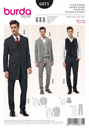 Patron de complet et gilet - Burda 6871