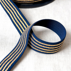 Élastique 4 bandes métalliques - Marine et or