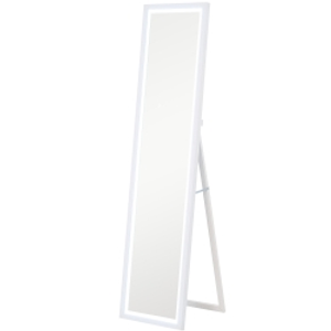 HOMCOM Espejo de Cuerpo Entero con Luz LED 160x40 cm con Iluminación de 3 Colores Táctil Inteligente Función de Memoria Blanco