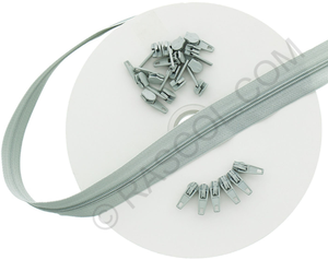 Rouleau de 10 mètres de fermeture nylon - Gris clair