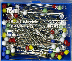 Boite de 30 grs épingles tête de verre extra-longues assorties Prym