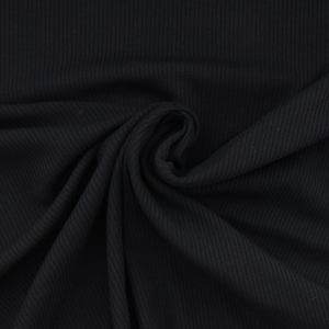 Tissu jersey coton côtelé - Noir