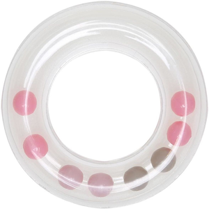 Anneau hochet transparent avec perles 63 mm - Rose
