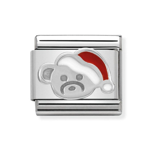 Classic Silver Bear with Christmas Hat Charm