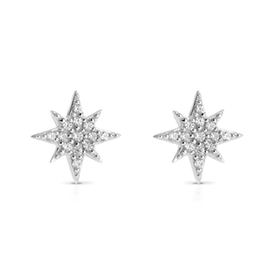 Signature Silver CZ North Star Stud Earrings
