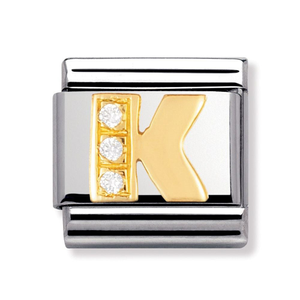 Classic Gold & CZ Letter K Charm
