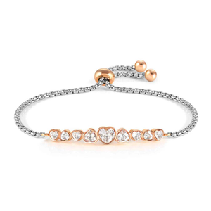 Milleluci Rose Gold Plated White Heart Crystal Bracelet