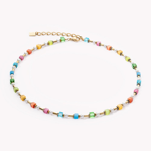 Classic GEOCUBE Necklace Gold Plated Multicolour Crystal Pearl