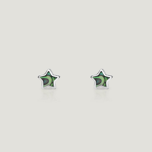 CANDY Sky Silver Paua Shell Star Stud Earrings