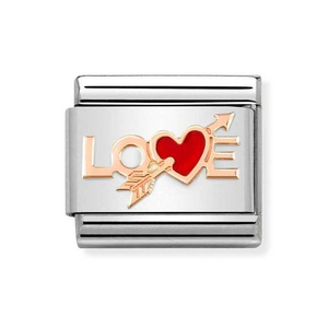 Classic Rose Gold Love Heart Arrow Charm