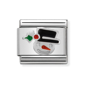 Classic Silver Snowman Face Charm