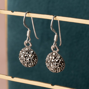 Signature Silver Marcasite Cluster Drop Earrings