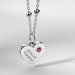 CANDY Love Silver & Ruby Heart Necklace