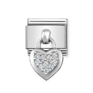 Classic Sparkling Silver Heart Pendant Charm