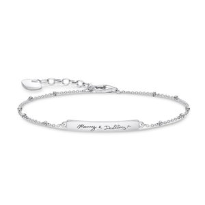 Silver Dots Classic Bar Handwriting Bracelet