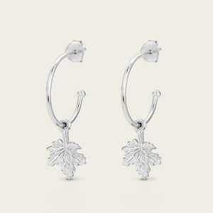 Tempest Wald Silver Maple Leaf Hoop Earrings