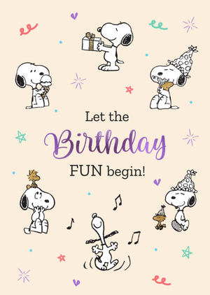 Let The Birthday Fun Begin Snoopy Illustrated Birthday Card