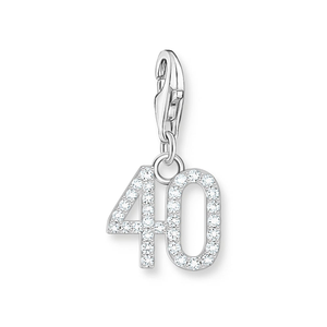 Classic Silver CZ Number 40 Charm
