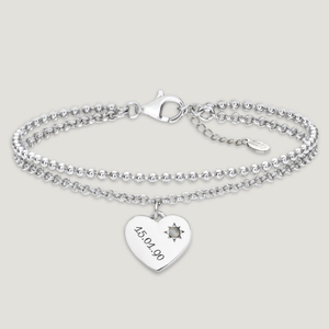 CANDY Love Silver & Moonstone Heart Bracelet