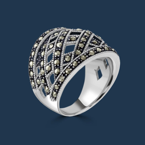 Signature Silver Marcasite Wide Ring