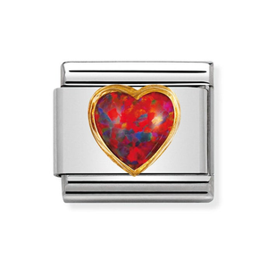 Classic Gold Red Opal Heart Charm