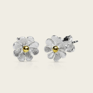 Tempest Serre Silver & Gold Plated Flower Stud Earrings