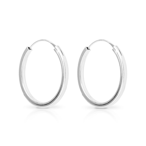 Signature Silver Square Cut Hoop Earrings