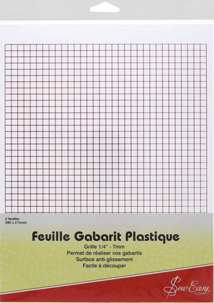 2 feuilles de gabarit plastique quadrillé