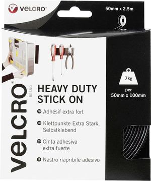 VELCRO® Brand Ruban auto agrippant adhésif fixation extrême 50mm x 2,5M noir