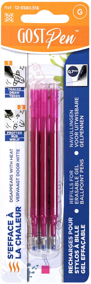 Set de 3 recharges pour stylos à bille effaçables à la chaleur - Fuchsia