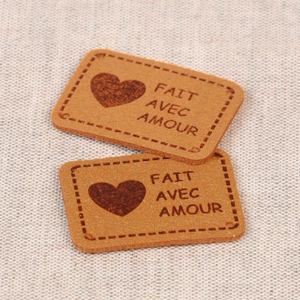 Lot de 6 étiquettes simili - Fait avec amour beige