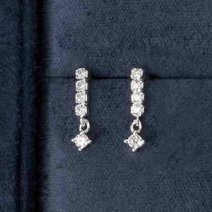 Signature Silver CZ Row Drop Earrings