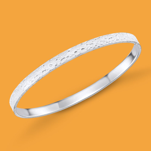 Portrait Sketch Silver Hammered Texture Bangle