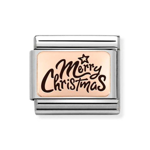 Classic Rose Gold Merry Christmas Celebration Charm