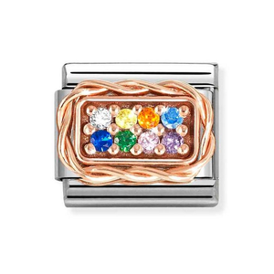 Classic Rose Gold Rainbow CZ Pave Charm